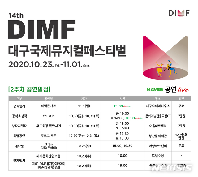 제14회 DIMF 2주차 공연일정표.