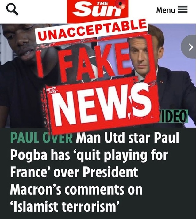 [서울=뉴시스] 폴 포그바(맨유)가 자신의 프랑스 대표팀 은퇴 보도를 가짜뉴스라고 반박했다. (캡처=폴 포그바 인스타그램)