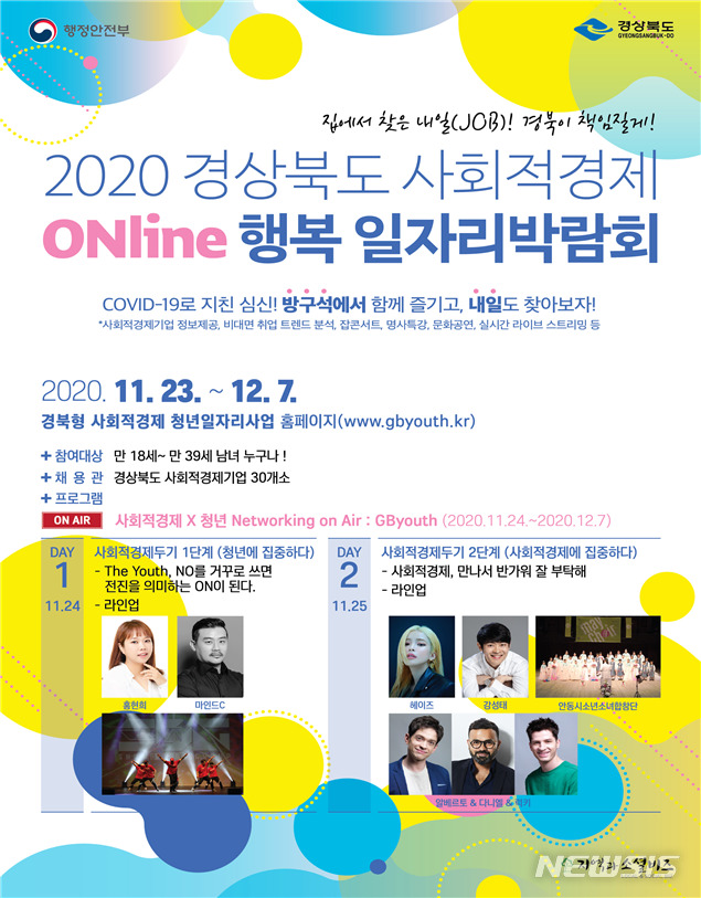[안동=뉴시스] 경북 사회적경제 온라인 행복 일자리 박람회 포스터. (사진=경북도 제공) 2020.11.24
