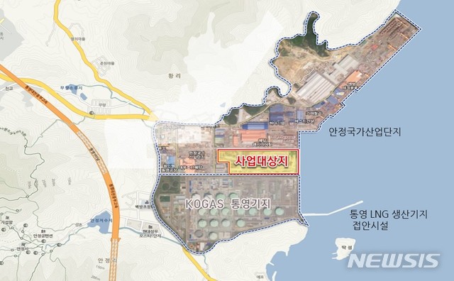 [서울=뉴시스] 통영 천영가스발전소 위치도. (제공 = HDC그룹) 2020.12.01.