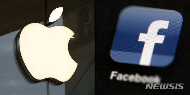 [AP/뉴시스]애플과 페이스북의 로고. 2020.1.26.