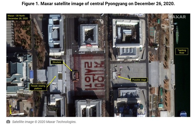 [서울=뉴시스] 38노스가 포착한 북한 8차 노동당대회 행사 연습 장면. 2020.12.28. (사진=38노스 캡처)