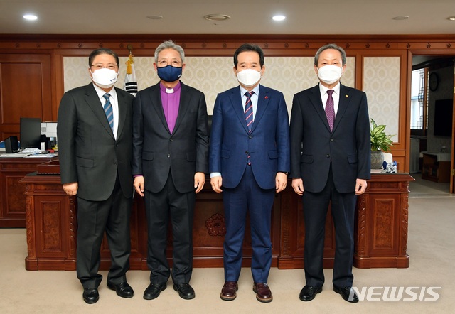 [서울=뉴시스]한교총, 정세균 총리 방문. (사진 = 한교총 제공) 2021.01.08. photo@newsis.com 