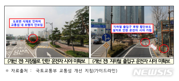 보행자 95% "교통섬 설치된 교차로 지날 때 불안하다"