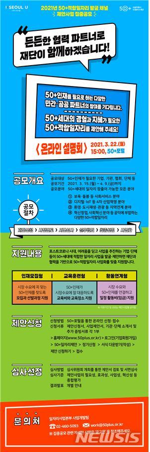 [서울=뉴시스] 50+적합일자리 발굴 공모 웹포스터. (포스터=서울시 제공) 2021.03.15. photo@newsis.com 