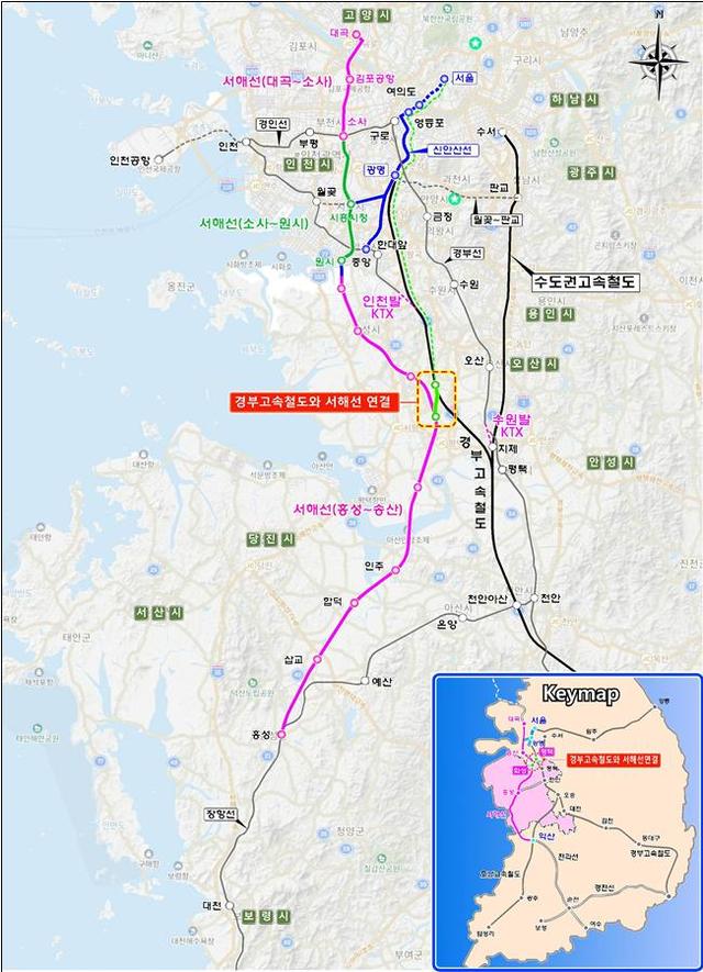 [홍성=뉴시스]홍성~서울 서해선 고속철도 위치도. *재판매 및 DB 금지