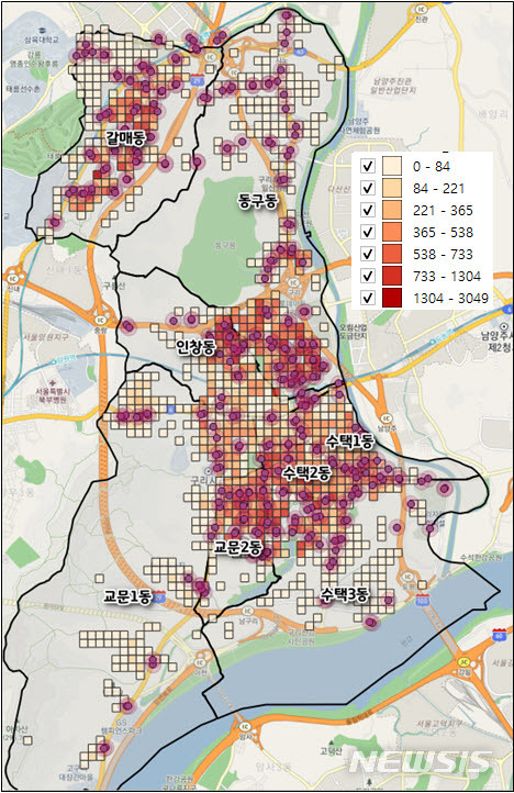 구리시 교통소외지역 분석 자료. (사진=구리시 제공)