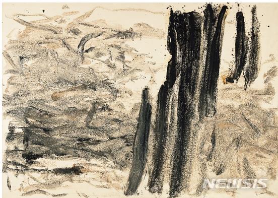 [서울=뉴시스] 이우환,With Winds,oil and mineral pigment on canvas, 161.5×227cm(150), 1990, 추정가 별도문의