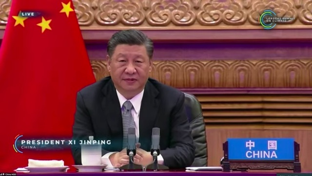 [뉴시스]시진핑 중국 국가주석이 22일 중국 베이징에서 조 바이든 미국 대통령이 주최한 세계 기후 정상회의에 화상으로 참석하고 있다. 2021.04.22. *재판매 및 DB 금지