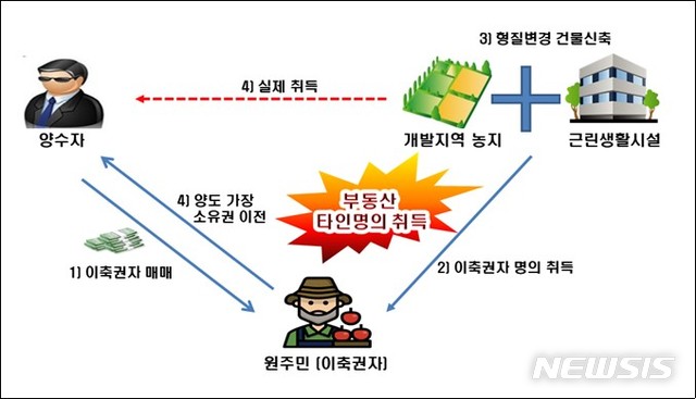 [세종=뉴시스] 이축권을 가진 원주민 명의를 이용해 부동산 투기에 나섰던 A씨의 사례. (자료=국세청 제공)