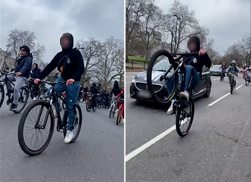 자전거 운전자가 사고 2개월 전 자신의 SNS에 올린 영상. 자전거 여러대와 함께 도로 위에서 '윌리' 주행을 하고 있다. (사진: 인스타그램/jrzy.pat) *재판매 및 DB 금지