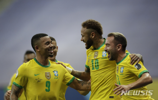 [브라질리아=AP/뉴시스] 브라질이 코파아메리카 개막전을 승리했다. 2021.06.13.
