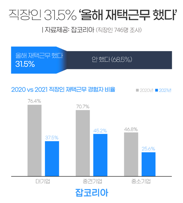 직장인 31.5% "올해 재택근무 했다" 