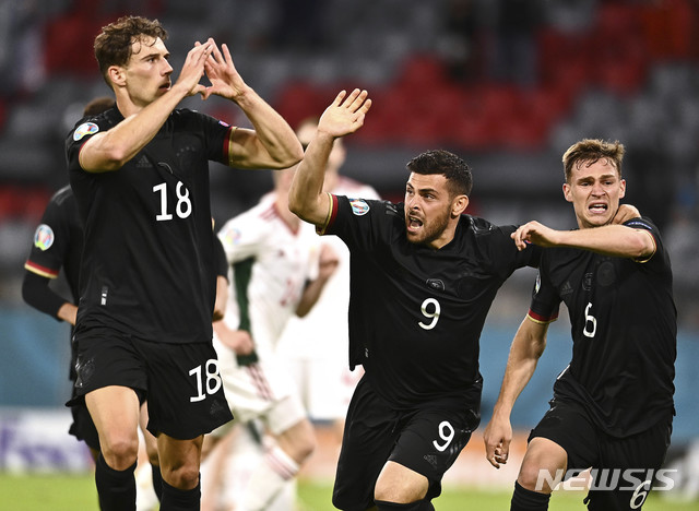 [뮌헨=AP/뉴시스] 독일이 헝가리와 2-2로 비기며 극적으로 유로2020 16강에 합류했다. 2021.06.23.