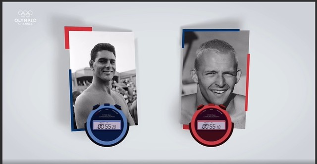 대표적인 오심 논란 1960년 로마올림픽 남자 수영 자유형 100m. 데빗(왼쪽)과 라슨. (IOC 홈페이지 갈무리) *재판매 및 DB 금지