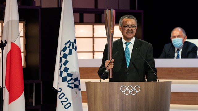 [서울=뉴시스]테워드로스 아드하놈 거브러여수스 WHO 사무총장이 21일 일본 도쿄에서 열린 IOC 총회에 참석했다. (출처: IOC 홈페이지) 2021.7.21. *재판매 및 DB 금지