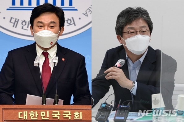 [서울=뉴시스]국민의힘 대선주자인 원희룡 제주지사(왼쪽), 유승민 전 의원