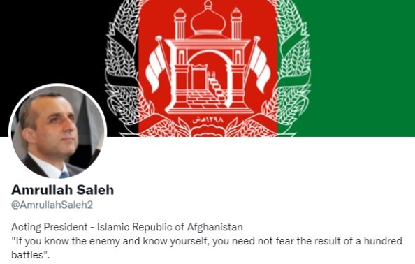 [서울=뉴시스]반(反) 탈레반 저항 세력을 이끌고 있는 암룰라 살레 아프가니스탄 제1부통령. (사진=트위터 캡처) 2021.08.23.