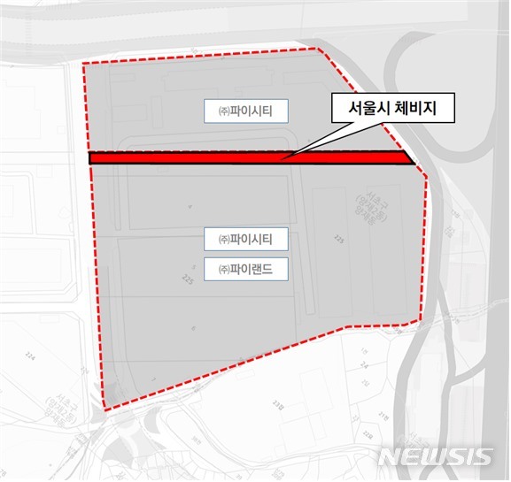 [세종=뉴시스]오세훈 서울시장이 파이시티 양재동 땅 매각 시도 보도와 관련해 해명과 함께 자신의 페이스북에 올린 도면. (그림=오세훈 서울시장 페이스북 캡처) 2021.09.12. photo@newsis.com