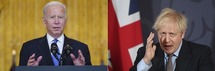 [서울=뉴시스]조 바이든(왼쪽) 미국 대통령과 보리스 존슨 영국 총리. (사진 = 뉴시스 DB) 2021.10.14.photo@newsis.com *재판매 및 DB 금지