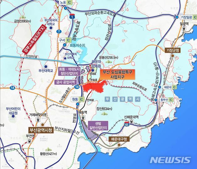 [서울=뉴시스] 부산 도심융합특구 사업지구 위치도. (지도=국토교통부 제공)