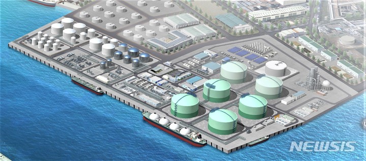 SK가스가 울산에 조성하고 있는 LNG터미널(KET, Korea Energy Terminal)과 수소복합단지(CEC, Clean Energy Complex) 조감도. *재판매 및 DB 금지