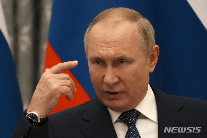 [모스크바(러시아)=AP/뉴시스] 블라디미르 푸틴 러시아 대통령. 2022.02.07.