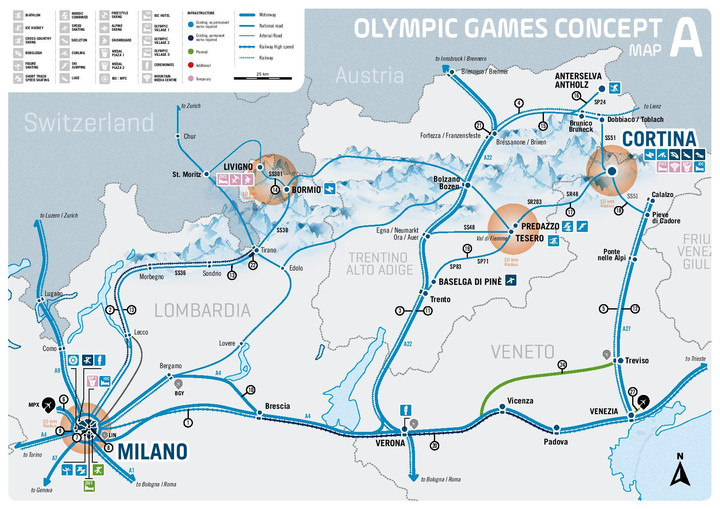 밀라노-코르티나 동계올림픽은 크게 여섯 지역에서 경기가 분산 개최된다. (출처=밀라노-코르티나 동계올림픽 조직위원회 공식 홈페이지) 2022.02.20. *재판매 및 DB 금지