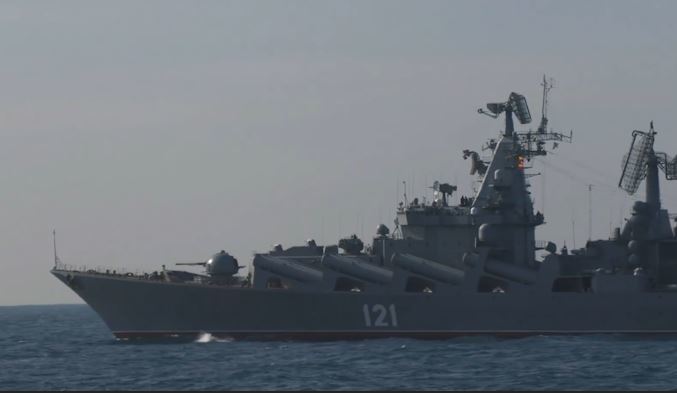 [서울=뉴시스] 러시아 흑해함대의 핵심 전함인 모스크바함. (사진=러시아 국방부) 2022.04.15. *재판매 및 DB 금지