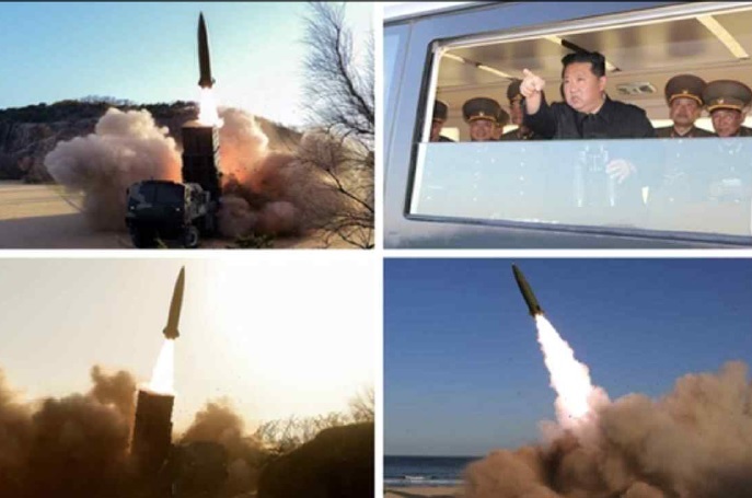 [서울=뉴시스] 북한 신형 미사일 발사 장면. 2022.04.17. (사진=류성엽 제공) *재판매 및 DB 금지