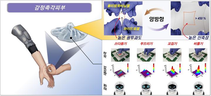 고투명, 고신축성 감정촉각피부와 다양한 촉각 제스처에 대한 측정 데이터. (사진=한기대 제공) *재판매 및 DB 금지