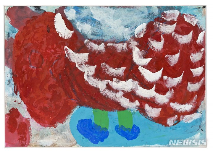 [서울=뉴시스]노은님, 빨간 구름, 1987, Mixed media on paper, 71.5 x 101.5 cm