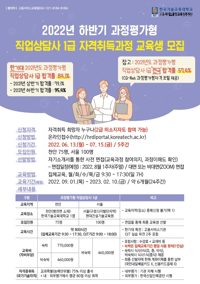 한기대 '직업상담사 1급 자격취득과정' 교육생 모집