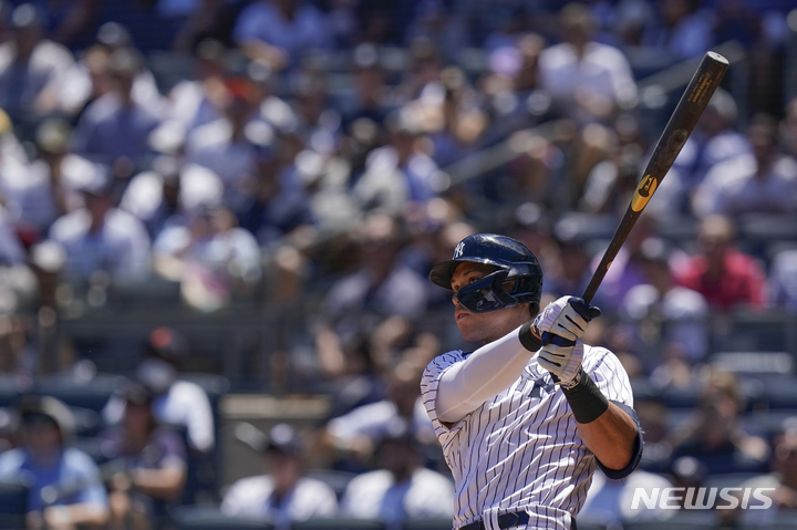 [뉴욕=AP/뉴시스] 뉴욕 양키스 애런 저지의 시즌 29호 홈런.