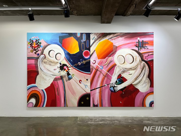 [서울=뉴시스]PHILIP GRZINGER, The thin red line 1&2, 2019, Oil on canvas, 200x170cm