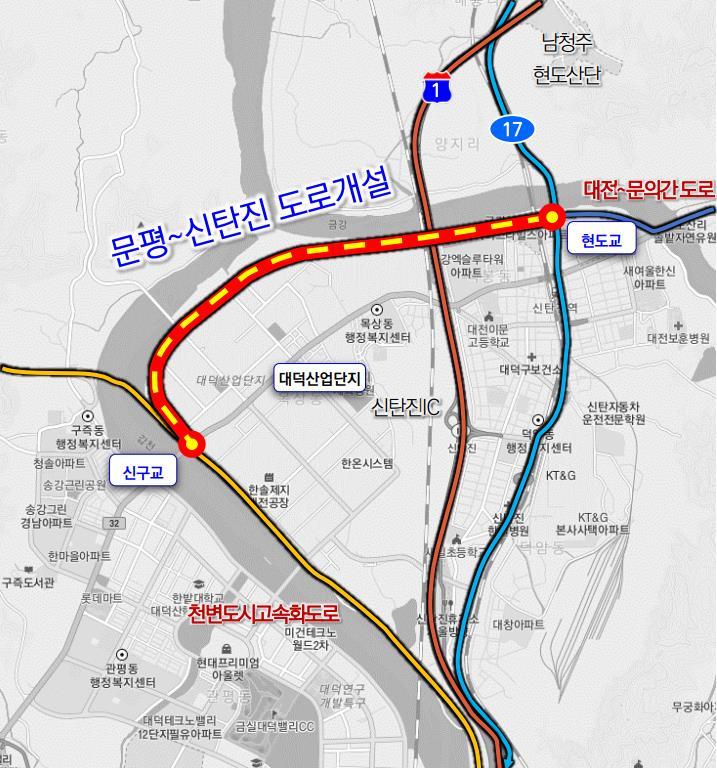[대전=뉴시스] 대전시 대덕구 문평~신탄진 도로개설사업 구간. (그림= 대전시 제공) *재판매 및 DB 금지