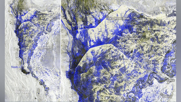 [서울=뉴시스] 30일(현지시간) 유럽 우주국(ESA)의 코페르니쿠스 위성이 촬영한 파키스탄 국토. (사진=유럽 우주국 위성사진 캡처) *재판매 및 DB 금지