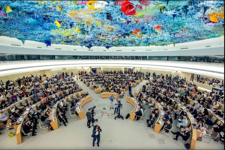 [서울=뉴시스] 사진은 지난 2019년 6월24일 스위스 제네바에서 열린 유엔 인권이사회 모습. (사진= 뉴시스 DB) 2022.10.6.
