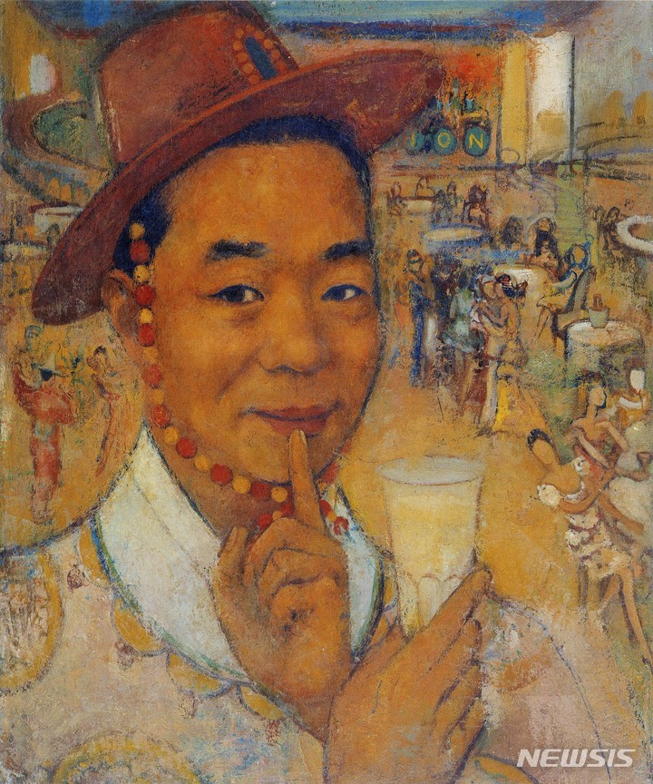 [서울=뉴시스]배운성, 모자를 쓴 자화상, 캔버스에 유채, 54×45cm, 1930년대, 개인 소장
