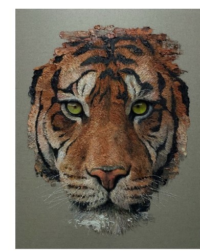 김남표, < Unmask - Tiger #1>, 2023. Oil on linen, 116.8×91cm. 김남표 후원출품 (전시가 KRW 15,000,000, 시작가 KRW 7,500,000) *재판매 및 DB 금지