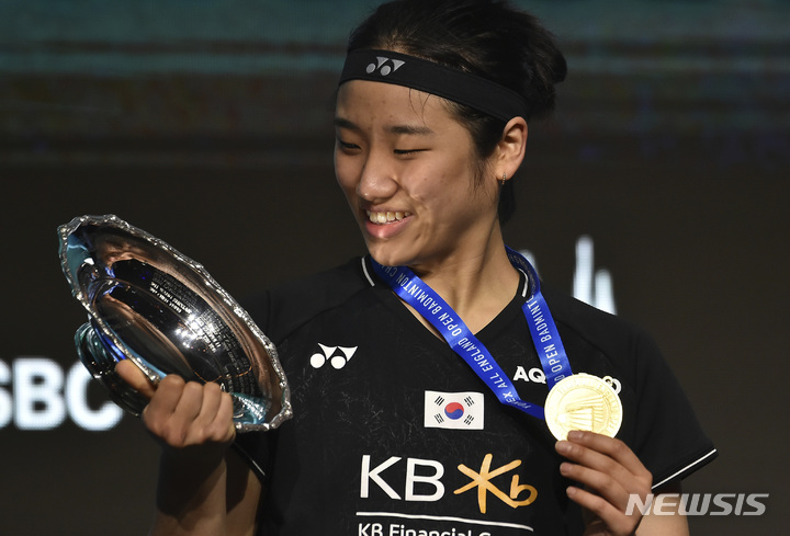 [버밍엄(영국)=AP/뉴시스] 전영오픈 여자 단식 우승한 안세영. 2023.03.19. 