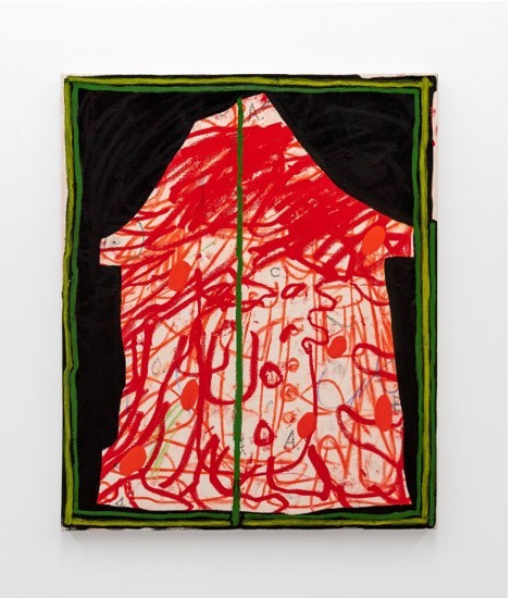 Taylor White, A House on Fire at Night, Oil, oil stick, wax crayon and pastel on canvas, 86.4 x 71.1 x 3.8 cm, 2023 *재판매 및 DB 금지