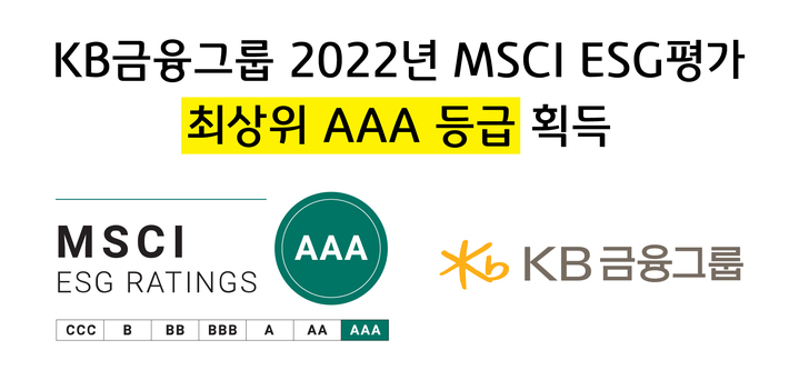 KB금융, 'MSCI ESG평가'서 최상위 'AAA' 획득