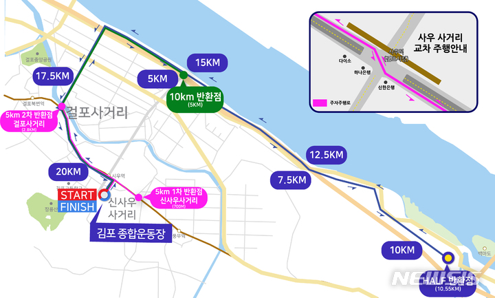 [김포=뉴시스] 제11회 김포한강마라톤대회 교통통제 구간
