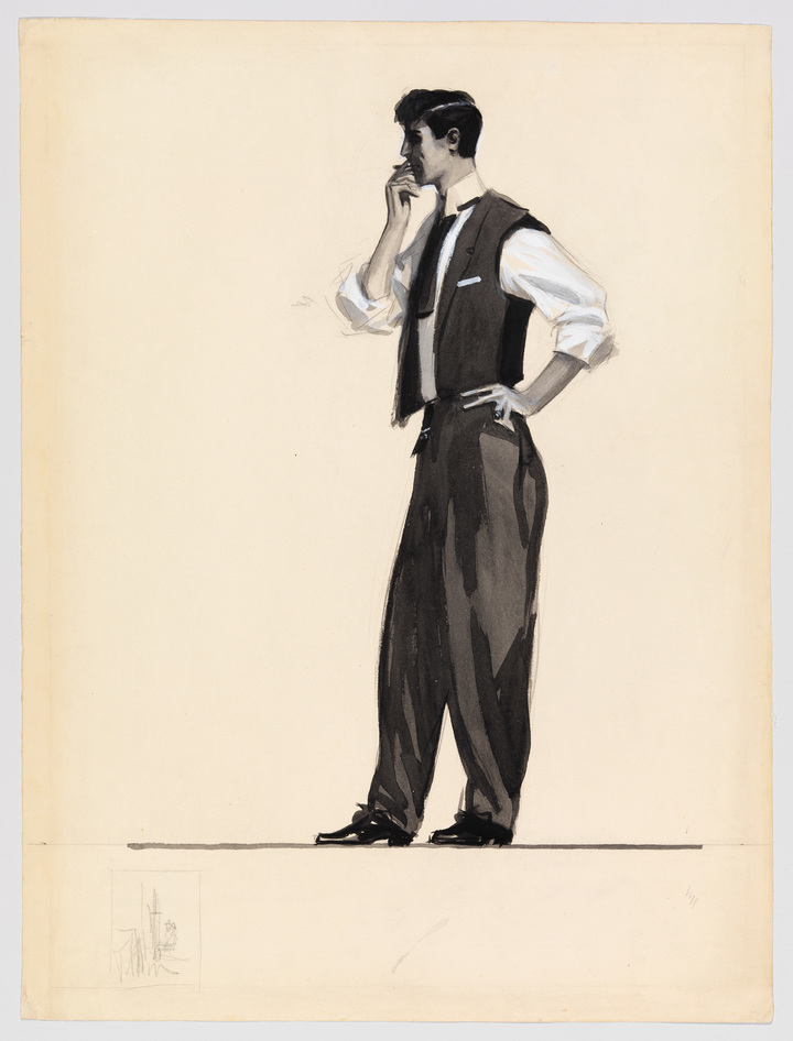 에드워드 호퍼, 〈서서 담배를 피우는 사람〉, 1917–20년경. 종이에 투명, 불투명 수채, 연필, 50.2 × 37.6 cm. Whitney Museum of American Art, New York; Josephine N. Hopper Bequest 70.1387. © 2023 Heirs of Josephine Hopper/Licensed by SACK, Seoul *재판매 및 DB 금지
