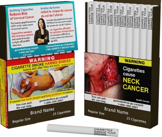 [서울=뉴시스] 31일(현지시간) 미국 폭스뉴스 등은 캐나다 보건부가 오는 8월 1일부터 단계적으로 개별 담배 한 개비당 경고 문구 포함을 의무화한다고 보도했다. (사진=Health Canada) 2023.06.01. *재판매 및 DB 금지