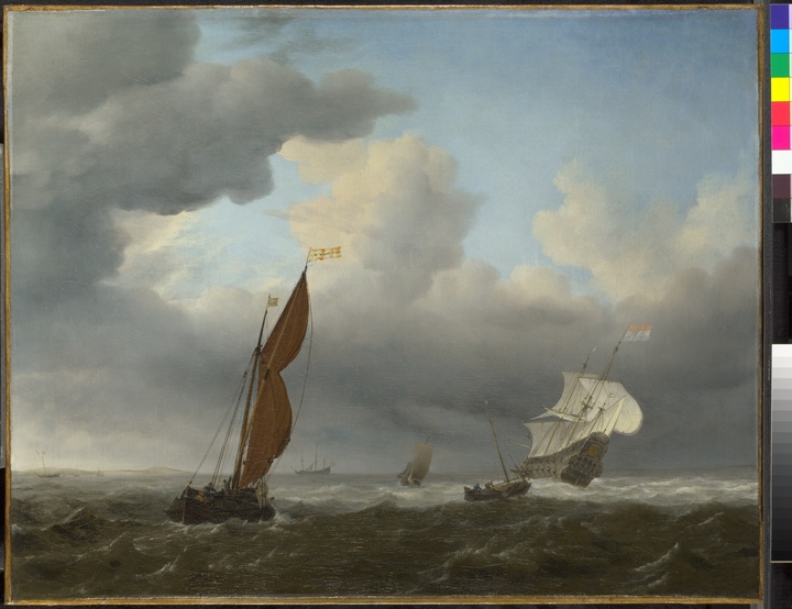 빌럼 판 더 펠더, <강풍 속 네덜란드 배와 작은 배들>, 1658, 캔버스에 유화, 55 × 70 cm, 내셔널갤러리 런던 *재판매 및 DB 금지