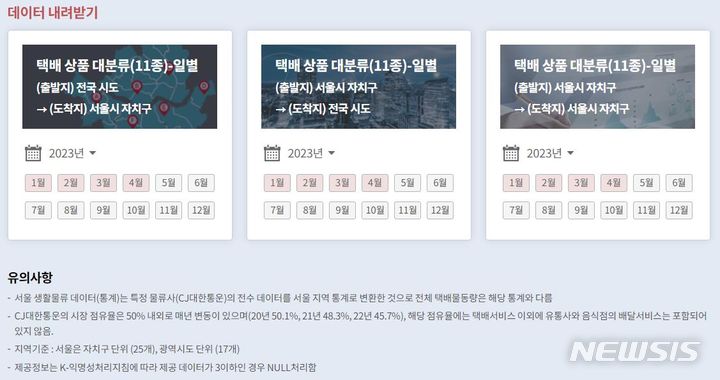 [서울=뉴시스]서울시가 CJ대한통운 택배 송장데이터를 기반으로 한 '서울 생활물류' 데이터를 서울 열린데이터광장에 개방한다고 29일 밝혔다. (사진=서울시 제공). 2023.06.29. photo@newsis.com