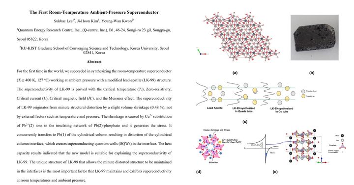논문 공개 사이트 '아카이브'에 게시된 상온 초전도체 'LK-99' 관련 논문. (사진=아카이브 캡처) *재판매 및 DB 금지