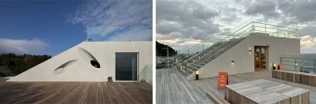 부산 '웨이브온' 지붕층(왼쪽)과 울산의 한 카페 지붕층. (사진=이뎀건축사사무소 제공) *재판매 및 DB 금지